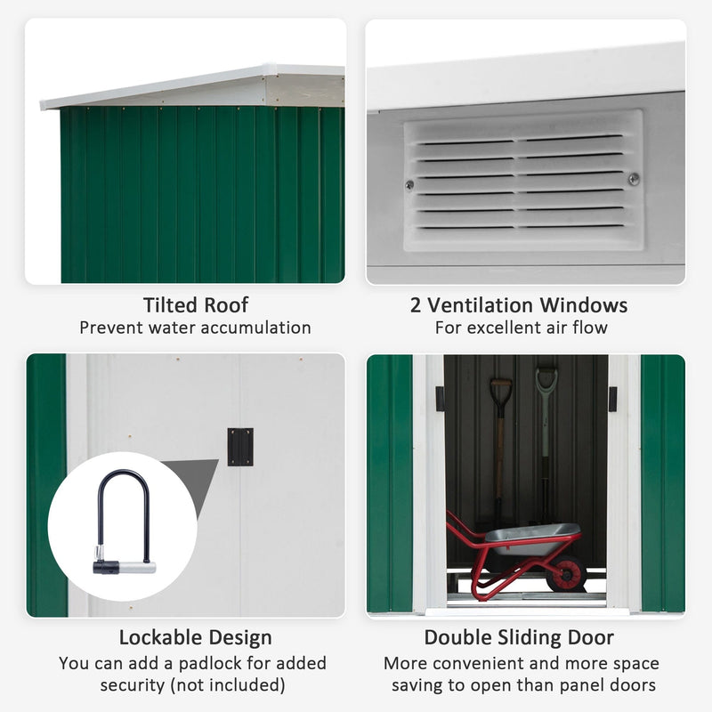Second feature panel with pent roof, two vents, lock point and double sliding doors