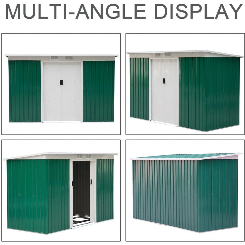 Multi-angle display of the green shed from four sides