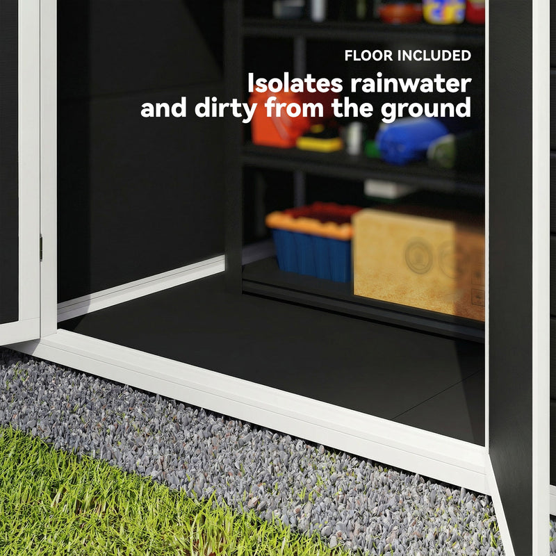 Floor included panel showing the raised base isolating the interior from wet ground