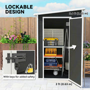 Close-up of the door latch with padlock and keys, with the 0.63 m door width and 1.65 m height marked