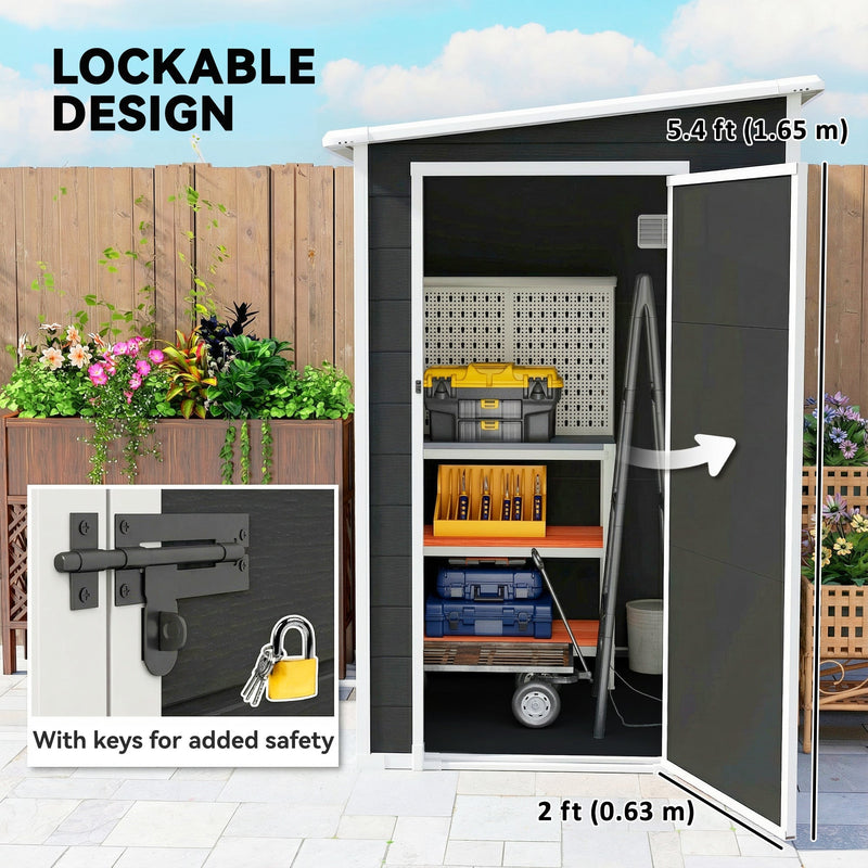Close-up of the door latch with padlock and keys, with the 0.63 m door width and 1.65 m height marked