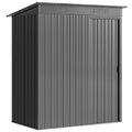 Light grey 5x3ft Outsunny metal garden shed shown closed from the front