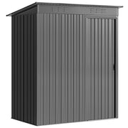 Light grey 5x3ft Outsunny metal garden shed shown closed from the front