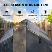Close-up of the waterproof, dustproof and UV-resistant black PE cover roof with rain and leaves