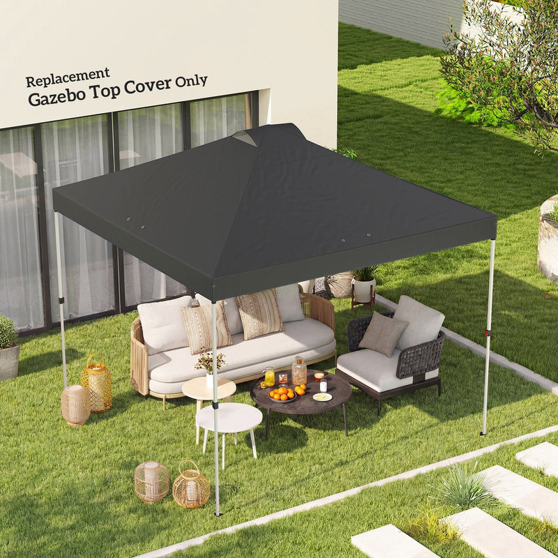 Replacement canopy fitted over a rattan sofa set on a garden patio