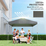 Friends dining under the gazebo canopy, UPF50+ sun protection callout