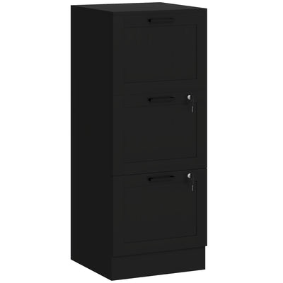 3 Drawer Office Filing Cabinet with Lock and Adjustable File Bars for A4 Storage Black
