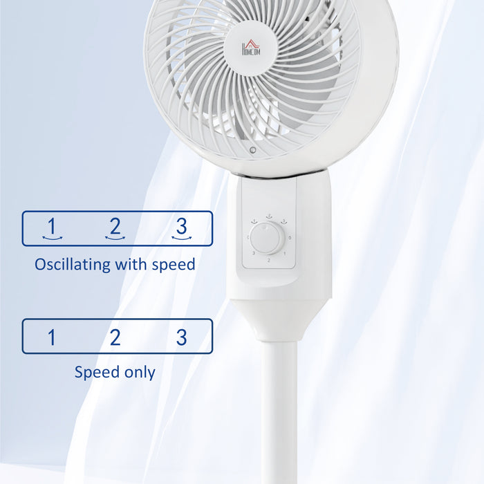 White 9 Inch Air Circulator Pedestal Fan 3 Speed 70 Degree Oscillating by HOMCOM