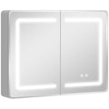 Bathroom Mirror Cabinet with Adjustable LED Lights and Demister Pad for Organised Storage Silver AOSOM