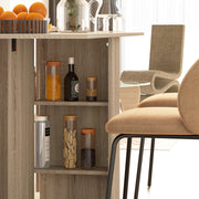 Folding Drop Leaf Dining Table with Storage Shelves and Wheels for Small Spaces Natural