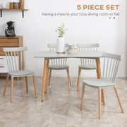 5 Piece Dining Table Set with Space Saving Design and Wood Legs for Small Kitchens Grey