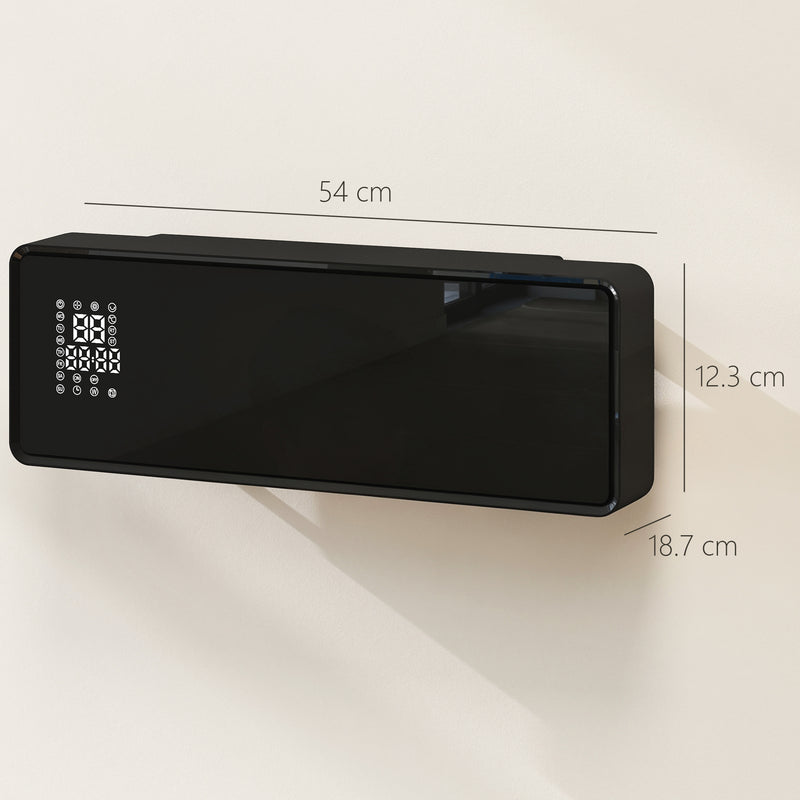 Wall Mounted 2000W Ceramic Electric Heater with Adjustable Thermostat and Fan Black