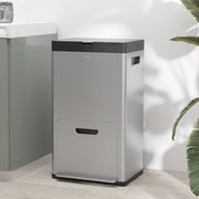 56L Stainless Steel Triple Kitchen Recycling Bin With Deodoriser Holders and Wheels by HOMCOM