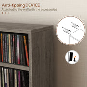 Set of 2 Tall CD Storage Shelves Ideal for Media Organisation Dark Wood Effect