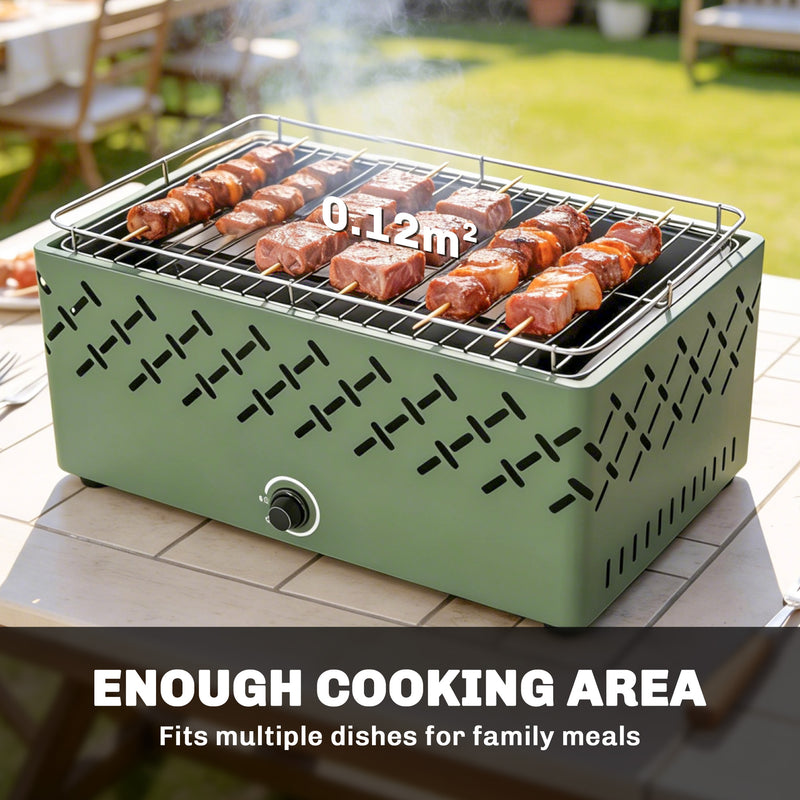 Portable Charcoal Barbecue with Adjustable Fan for Easy Outdoor Cooking Light Green