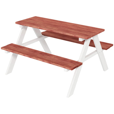 Outsunny Kids Picnic Table, Wooden Table and Bench Set, Kids Garden Furniture for Patio Aged 3-8 Years Old, Brown AOSOM