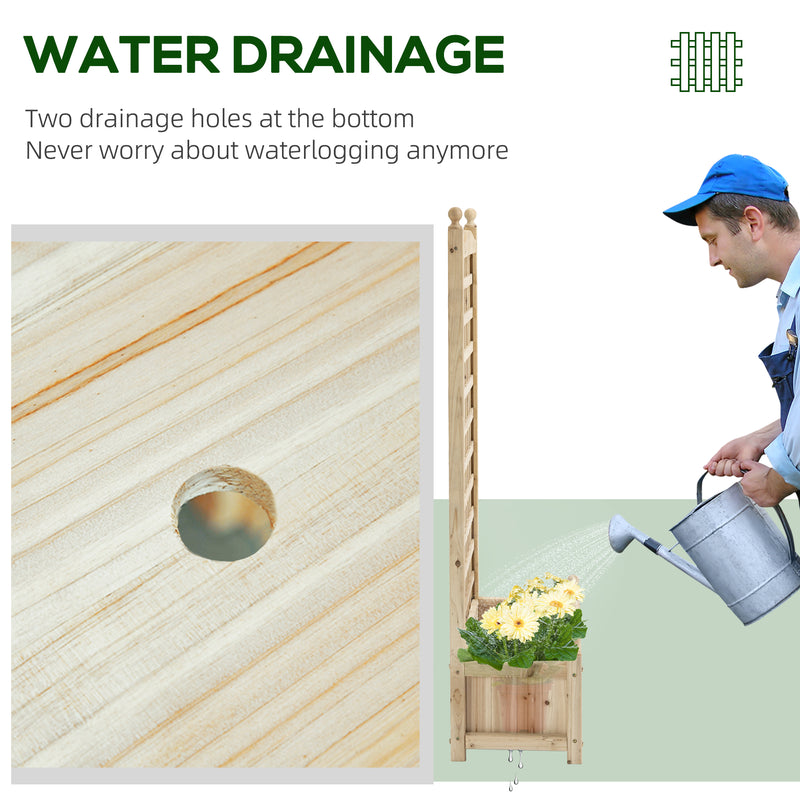 Wooden Garden Planter with Trellis for Climbing Plants Raised Bed for Outdoor Use