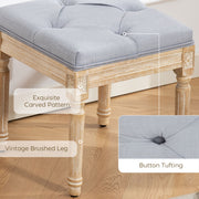 Cushioned Bench with Vintage Style for Extra Seating or Footrest Light Grey Cream AOSOM