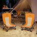 Set of 2 Orange Folding Beach Chairs with Mesh Back Cup Holder and Carry Bag for Outdoor Use