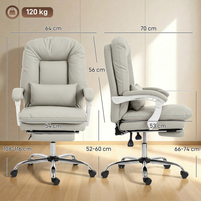Ergonomic Office Chair With Reclining Backrest and Lumbar Support for Home Working Khaki Homcom