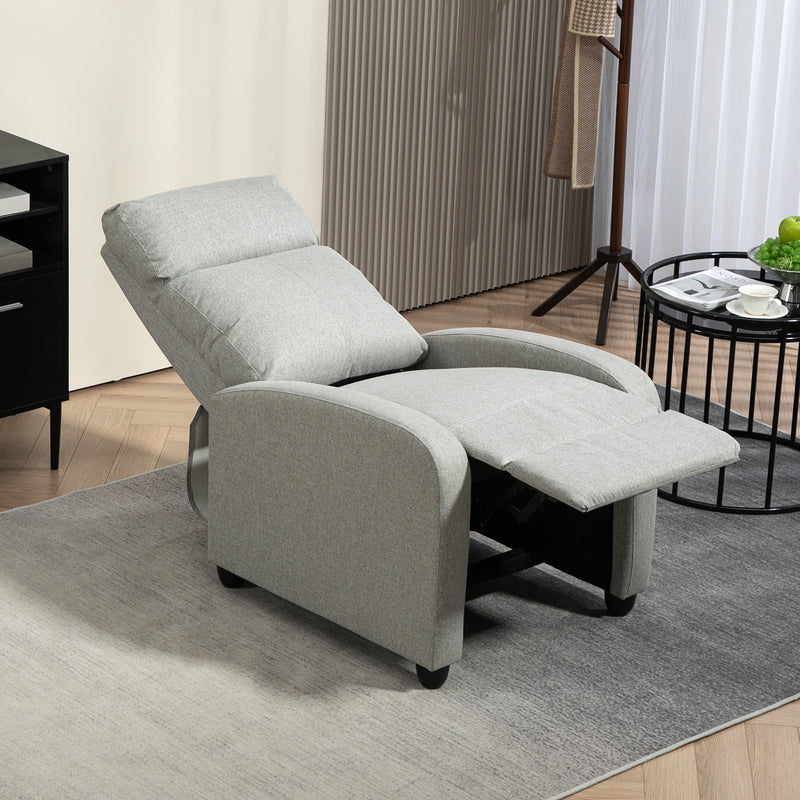 Grey Push Back Recliner Armchair with Footrest 135Â° Adjustable by HOMCOM