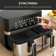 8.5L Dual Basket Air Fryer with Sync Cook and Preset Menus for Easy Meals Black