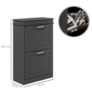 Two Drawer Shoe Storage Cabinet Fits Up To 10 Pairs Ideal For Hallways Black