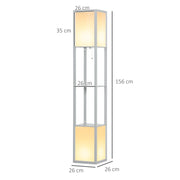 Modern Floor Lamp with Shelves and Dual Ambient Lighting for Living Room or Bedroom, Grey