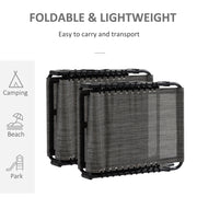 Set of 2 Folding Sun Loungers with Adjustable Backrest and Pillow for Garden or Beach