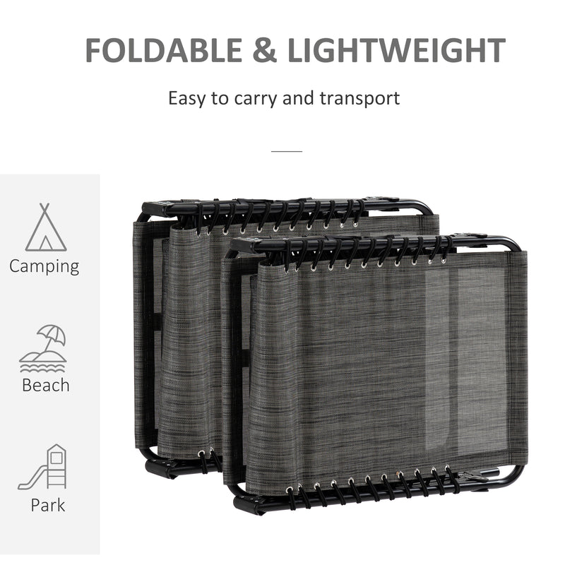 Set of 2 Folding Sun Loungers with Adjustable Backrest and Pillow for Garden or Beach