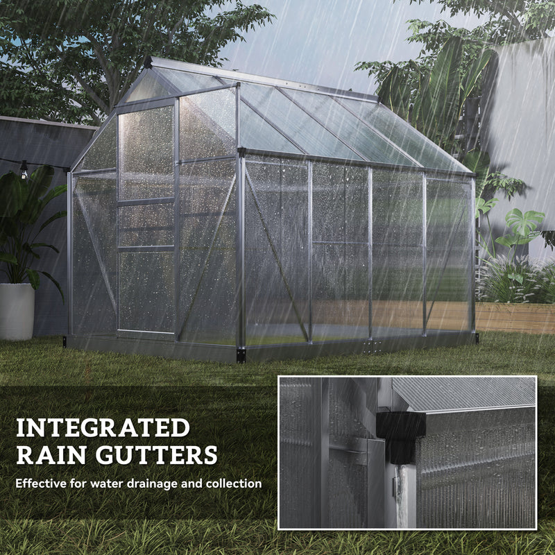 6 x 8ft Walk In Greenhouse With Sliding Door For Growing Plants Outdoors Clear AOSOM
