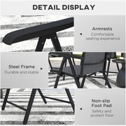 Set of 4 Grey Folding Garden Chairs with 7 Position Reclining Backs for Outdoor Use
