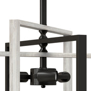 Close-up of the black socket housing and grey wood frame