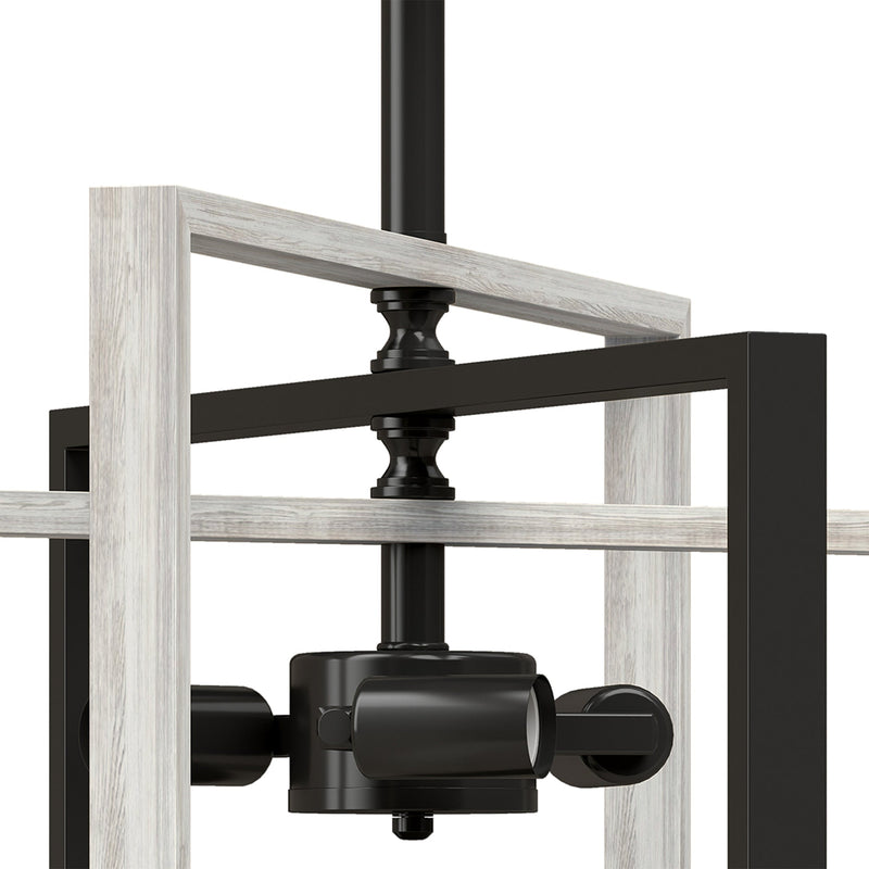 Close-up of the black socket housing and grey wood frame