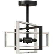 Black and grey geometric ceiling light on a white background