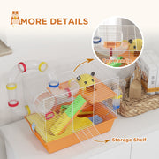 Close-up of the top handle and storage shelf on the cage