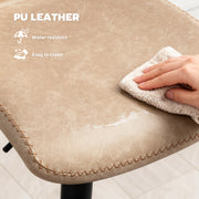 Set of 2 PU Leather Bar Stools with Backrest and Footrest for Breakfast Bar Light Brown