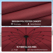Garden Parasol Umbrella with Adjustable Tilt for Sun Protection and Shade Wine Red Outsunny