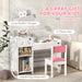 White Rabbit Themed Kids Desk and Chair Set with Storage for Ages 3-6 by AIYAPLAY