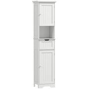 Slim Bathroom Storage Cabinet With Motion Sensor Lighting For Small Spaces White AOSOM