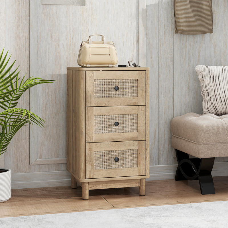 Wooden Chest Drawers For Bedroom Or Living Room - 3 Spacious Drawers - Oak Finish