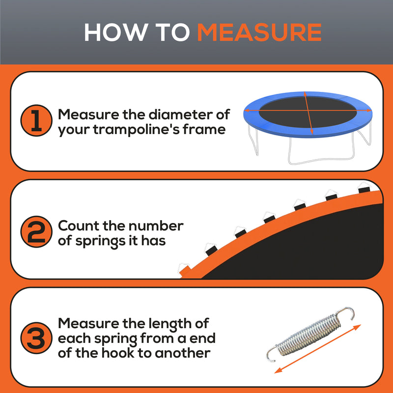 Replacement Trampoline Mat with Spring Tool 72 V Hooks for 12ft Trampoline 14cm Springs Orange by SPORTNOW AOSOM