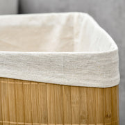 Bamboo Laundry Basket With Lid And Removable Liner 55L For Corner Storage, Natural
