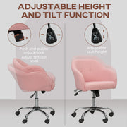Teddy Fleece Swivel Office Chair With Padded Seat For Home Or Study Desk, Pink