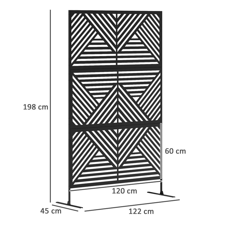 Black 6.5ft Freestanding Metal Garden Privacy Screen Decorative Panel by Outsunny