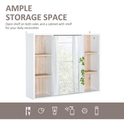 Wall Mounted Bathroom Mirror Cabinet With Adjustable Shelf For Extra Storage, White
