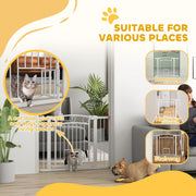 Tall Pet Safety Gate with Door 77cm High Adjustable 76-104cm for Stairs and Doorways by PawHut