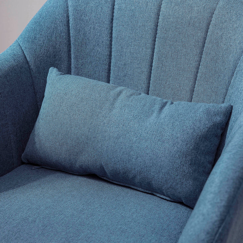 Swivel Accent Chair with Adjustable Height and Lumbar Support for Home Office Blue