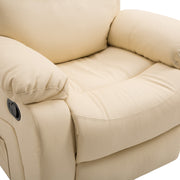 Reclining Massage Chair with Heat and Swivel Base Manual Recliner with Footrest Beige