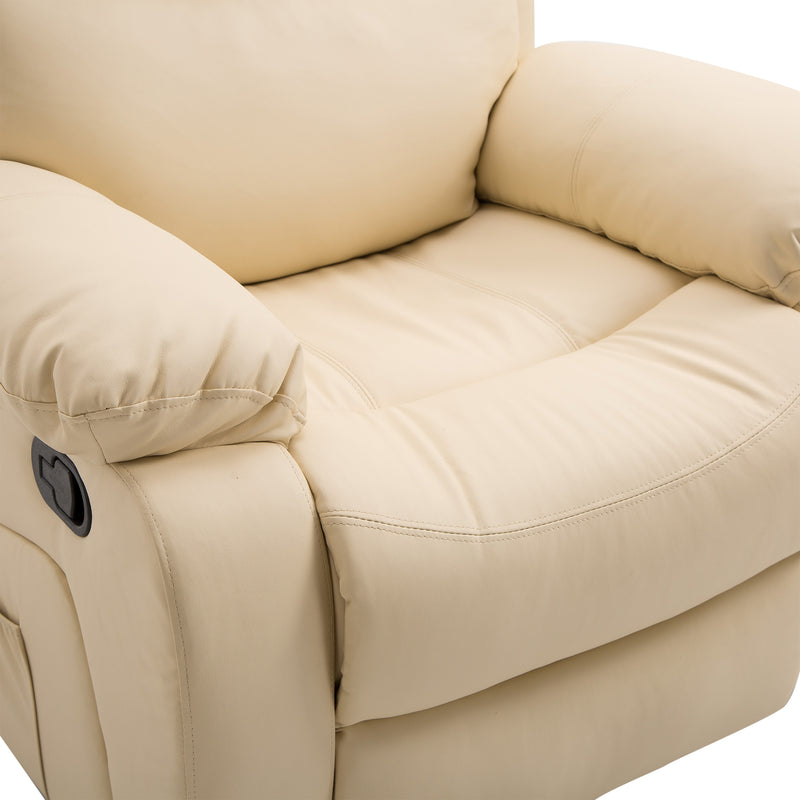 Reclining Massage Chair with Heat and Swivel Base Manual Recliner with Footrest Beige